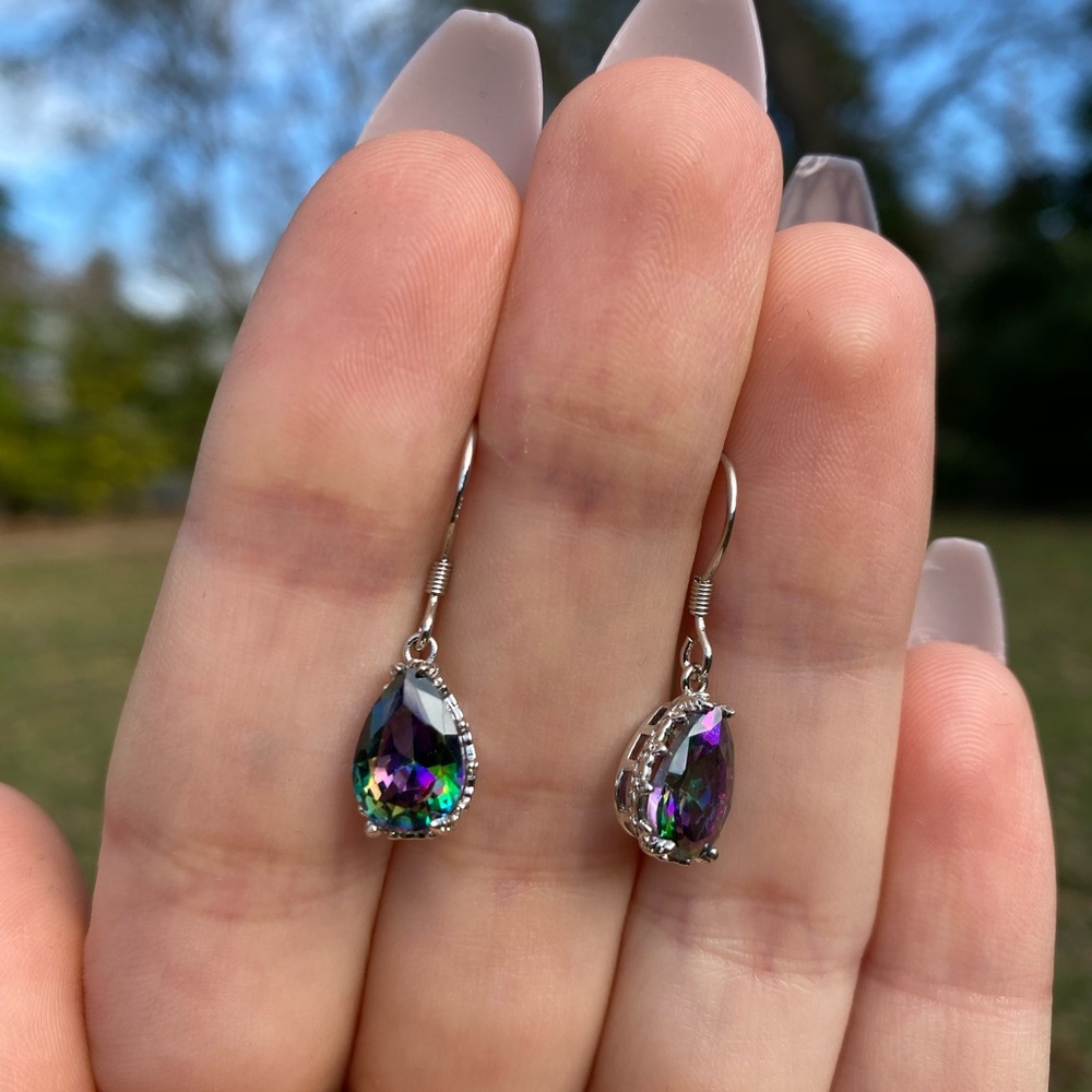NEW Gorgeous 925 Silver Earrings Mystic Topaz - Picture 4 of 6